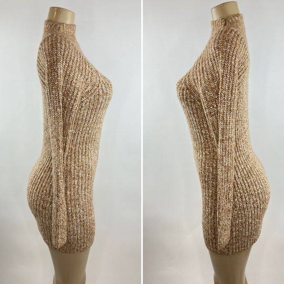 Majorelle Helen Dress Size XS Mini Chunky Knit Sweater Camel Bodycon Long Sleeve - Picture 6 of 12